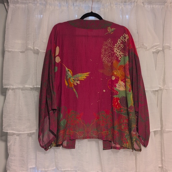 Powder Raspberry Colorway Hummingbirs Kimono - Picture 6 of 6
